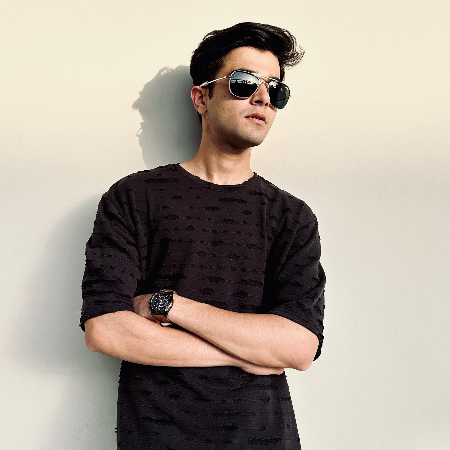 Black Fraycut Drop Shoulder Tee | Streetwear Style