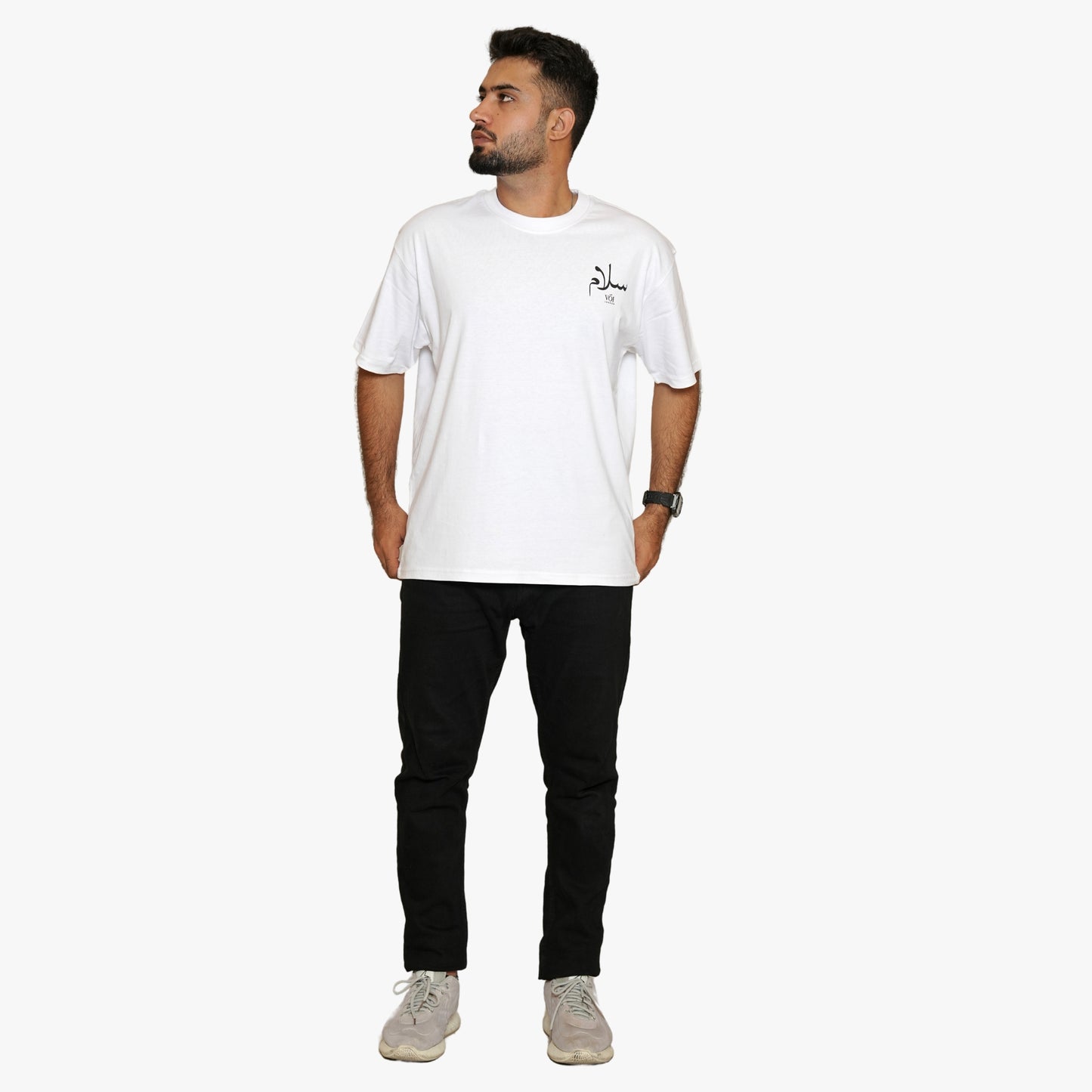 VOI SALAAM OVERSIZED T-SHIRT | WHITE  UNISEX PREMIUM T SHIRT IN 100% COTTON