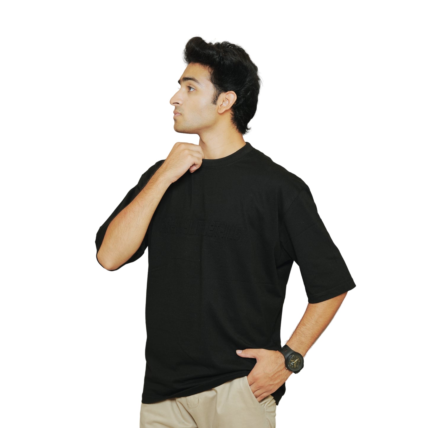 PLT PREMIUM DROP SHOULDER T-SHIRT I BLACK DROP SHOULDER COTTON T-SHIRT