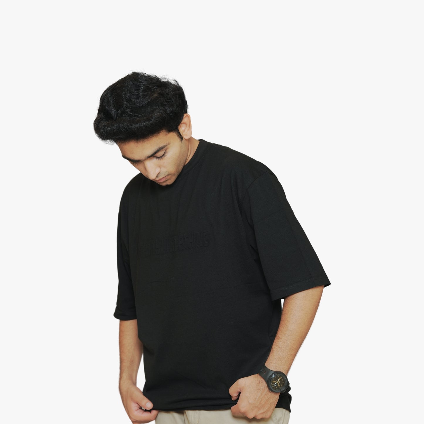 PLT PREMIUM DROP SHOULDER T-SHIRT I BLACK DROP SHOULDER COTTON T-SHIRT