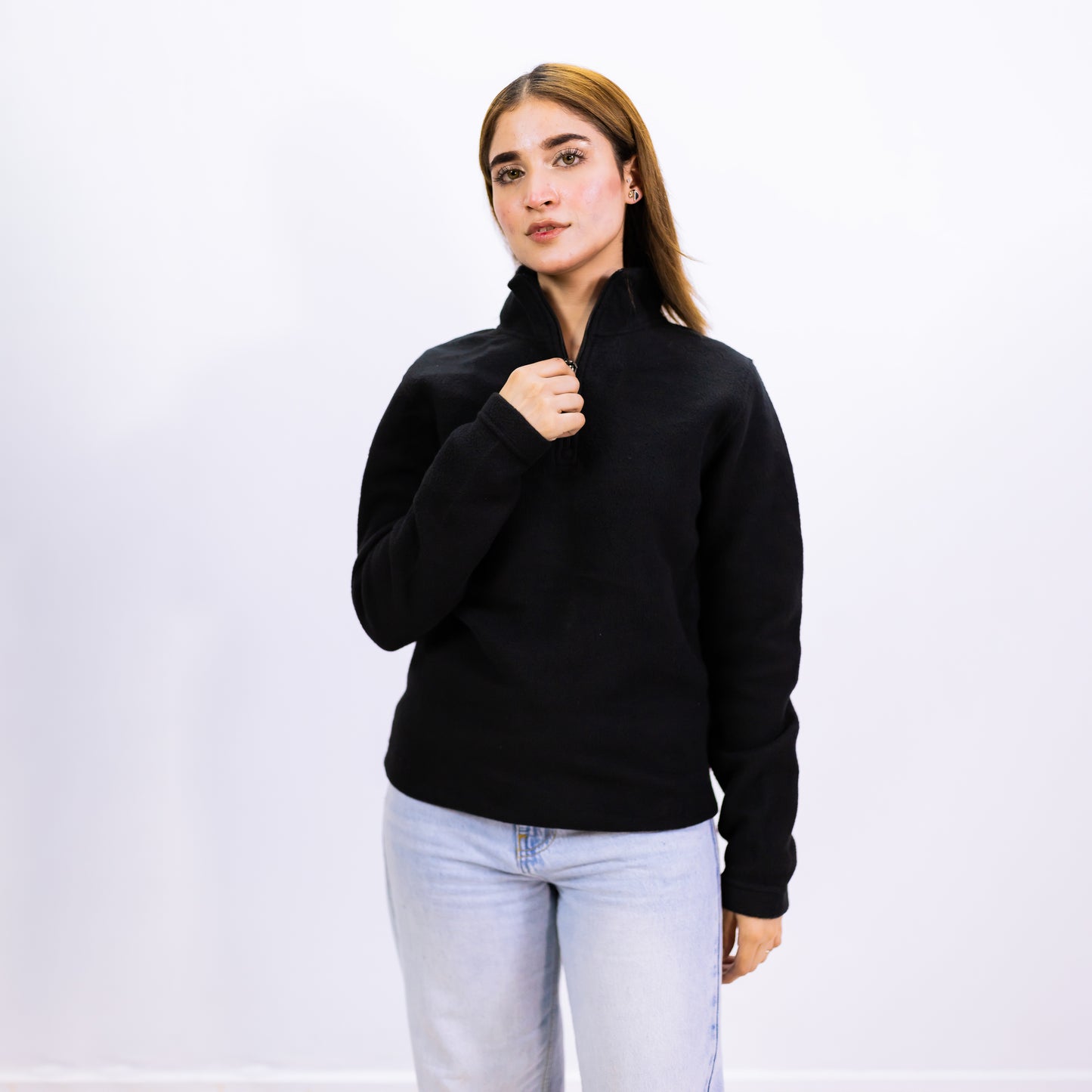 PREMIUM BLACK POLAR QUARTER ZIPPER | UNISEX POLAR FLEECE