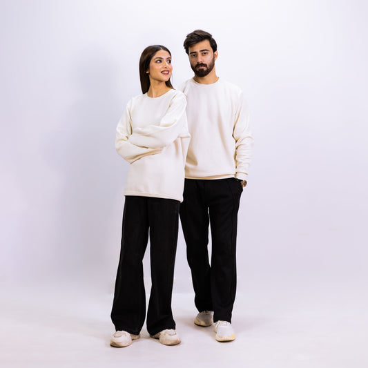 COZY CREAM SWEATSHIRTS| UNISEX COTTON FLEECE