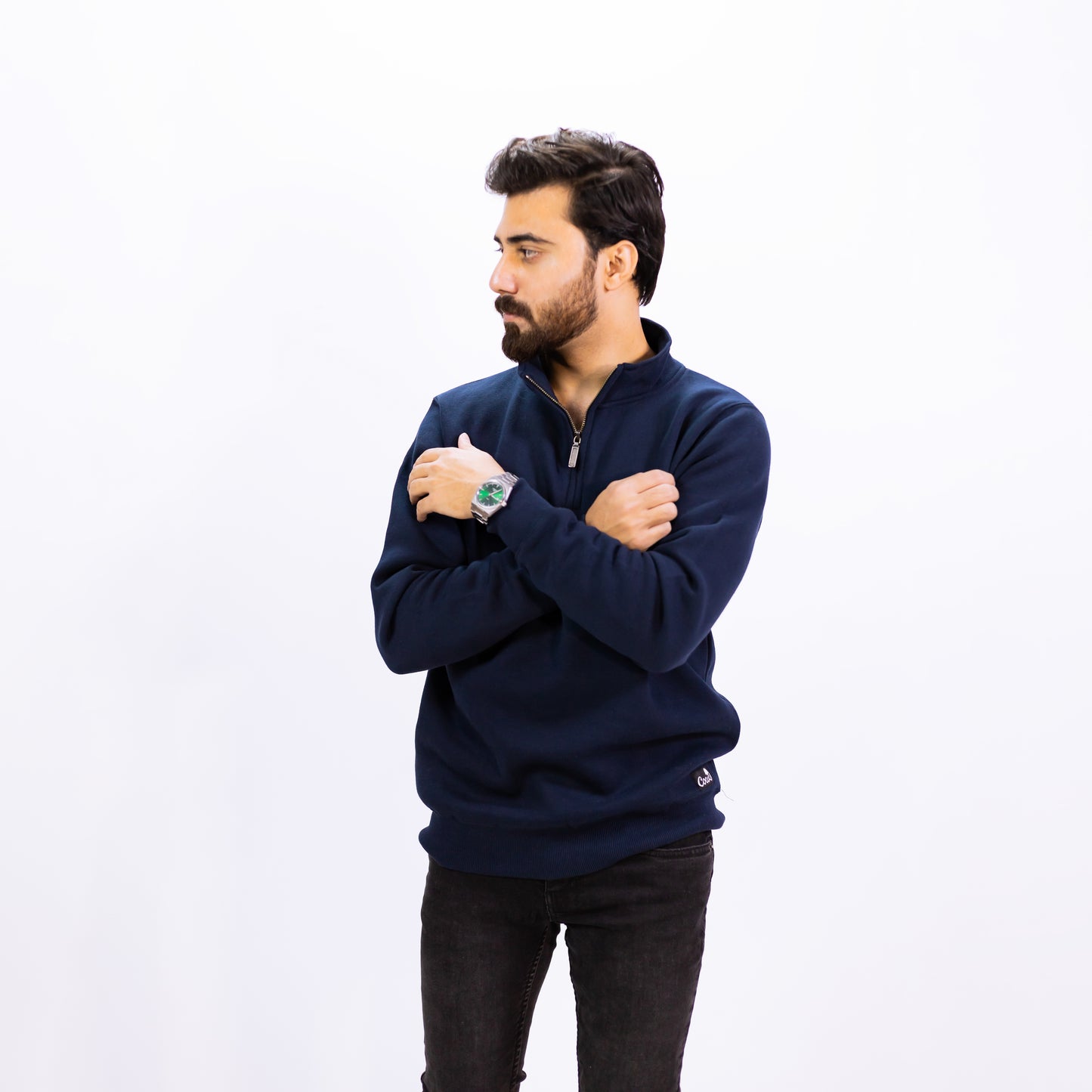 NAVY QUARTER ZIPER | UNISEX COTTON FLEECE